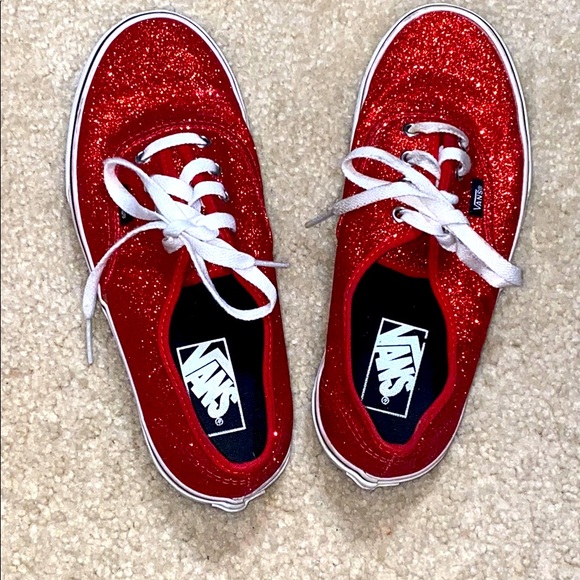 red glitter vans womens